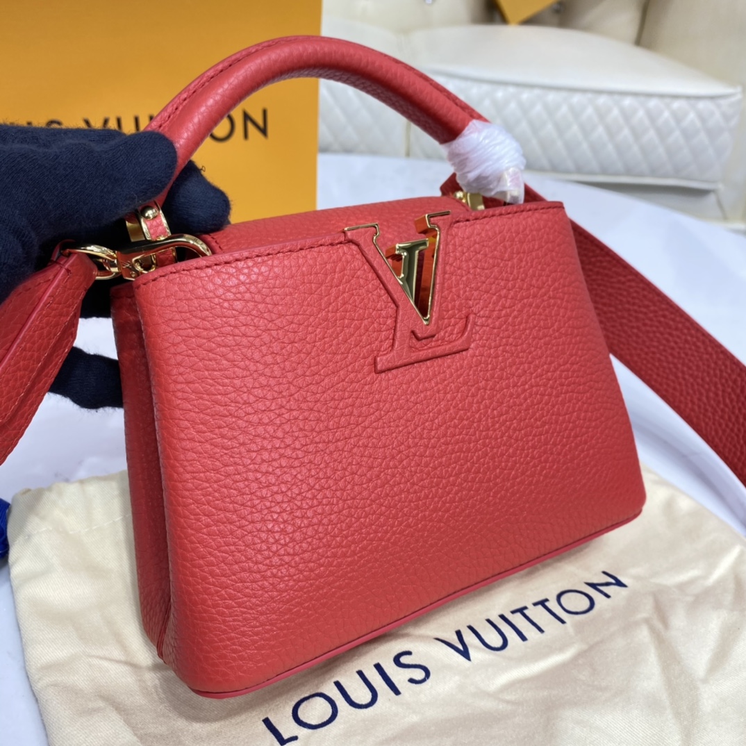 Louis Vuitton CAPUCINES MINI Taurillon Leather Bag M56845 Scarlet Red